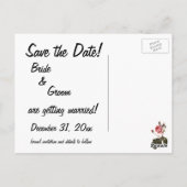 ヴィンテージは日付を保存し、新郎新婦 ポストカード (裏面)