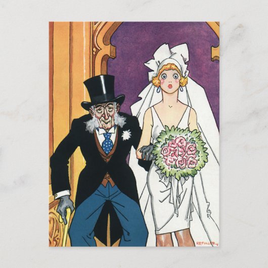 ヴィンテージは日付を保存し、新郎新婦 ポストカード (正面)