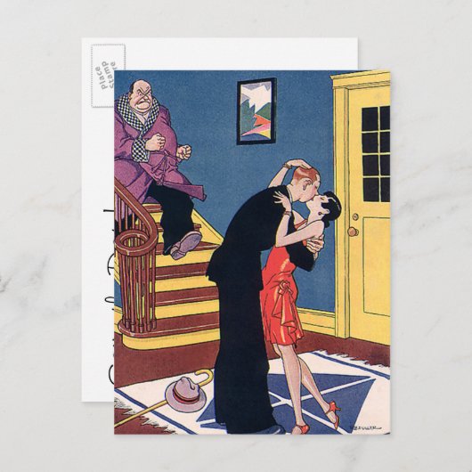 ヴィンテージは日付、愛とロマおもしろいンスを保存 案内ポストカード (正面/裏面)