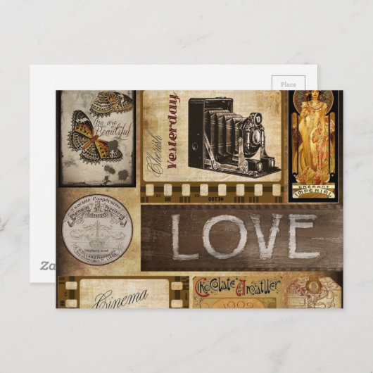 ヴィンテージは昨日女性の映画館チョコレートを愛します ポストカード (正面/裏面)