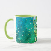 ヴィンテージは月お洒落冬帽子の青い緑 マグカップ (左)