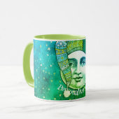 ヴィンテージは月お洒落冬帽子の青い緑 マグカップ (正面左)