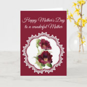 ヴィンテージは母の日に赤いバラの花を見る カード (黄色い花)