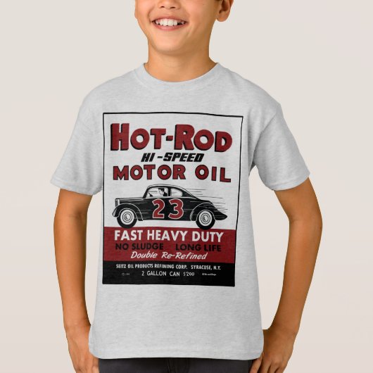 ヴィンテージは潤滑油の缶のデザインを改造しました Tシャツ (正面)