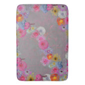 ヴィンテージは灰色の花の模様を見る バスマット (正面縦)