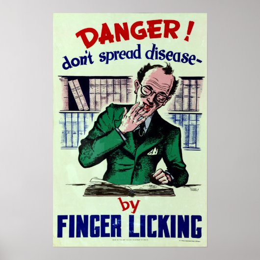 ヴィンテージは疾病健康指の舐めを広めない ポスター (正面)