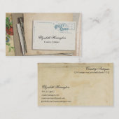 ヴィンテージは短命なものの郵便はがきの万年筆を壁紙を張ります 名刺 (正面/裏面)