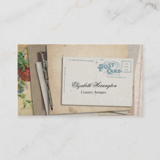 ヴィンテージは短命なものの郵便はがきの万年筆を壁紙を張ります 名刺 (正面)