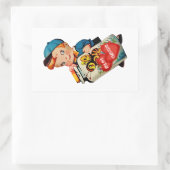 ヴィンテージは私のバレンタインデーと男の子Rectangular Sti 長方形シール (バッグ)