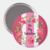 ヴィンテージは私のバレンタインピンクストライプのホワイト マグネット (正面/裏面)