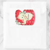 ヴィンテージは私の猫とハート長方形スティック 長方形シール (バッグ)