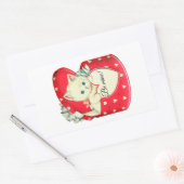 ヴィンテージは私の猫とハート長方形スティック 長方形シール (封筒)