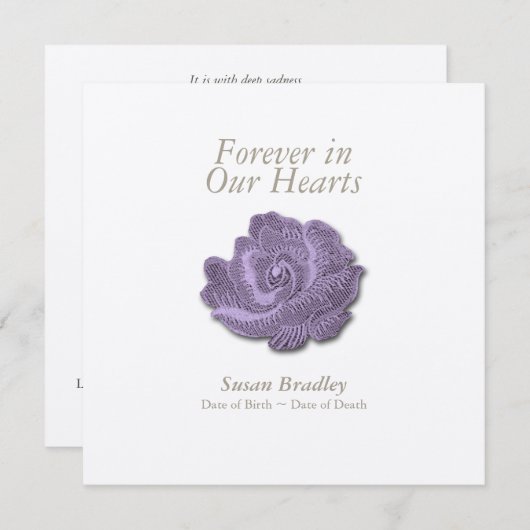 ヴィンテージは私達のハートの葬儀の招待に永久に上がりました 招待状 (正面/裏面)