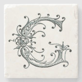 ヴィンテージは空想しますモノグラムの` Gを」 ストーンコースター (正面)