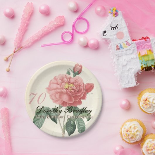 ヴィンテージは第70誕生会の紙皿2上がりました ペーパープレート (パーティー)