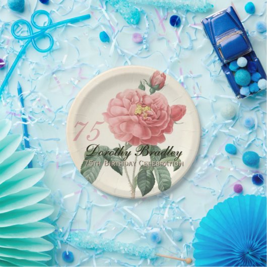 ヴィンテージは第75誕生会の紙皿2上がりました ペーパープレート (パーティー)