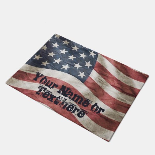 ヴィンテージは米国旗を風化させました ドアマット (アングル)