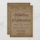 ヴィンテージは素朴な国の結婚式招待状を壁紙を張ります 招待状 (正面/裏面)