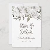 ヴィンテージは結婚白の愛と感謝してい サンキューカード (正面)