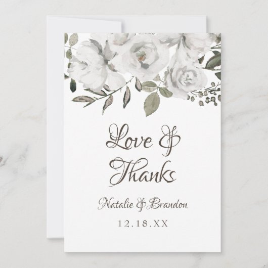 ヴィンテージは結婚白の愛と感謝してい サンキューカード (正面)