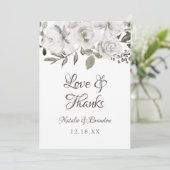 ヴィンテージは結婚白の愛と感謝してい サンキューカード (スタンド正面)