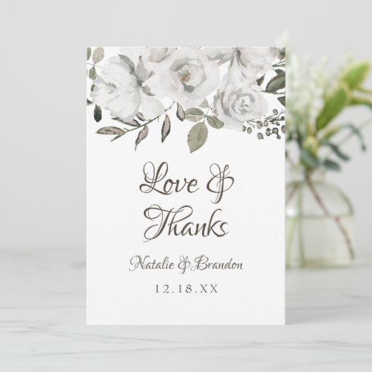 ヴィンテージは結婚白の愛と感謝してい サンキューカード (スタンド正面)
