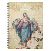 ヴィンテージは聖母マリアのベビーのイエス・キリストの花柄を賛美しました ノートブック (正面)