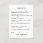 ヴィンテージは聖母マリアMemorare神聖なカードを賛美しました 名刺 (裏面)