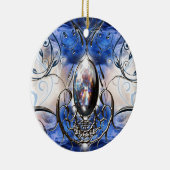 ヴィンテージは華美で青いガラスデザイナー芸術を空想します セラミックオーナメント (右)
