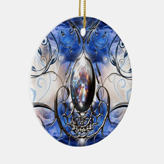 ヴィンテージは華美で青いガラスデザイナー芸術を空想します セラミックオーナメント (右)