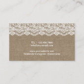 ヴィンテージは裁縫婦を計画するバーラップのイベントをひもで締めました 名刺 (裏面)