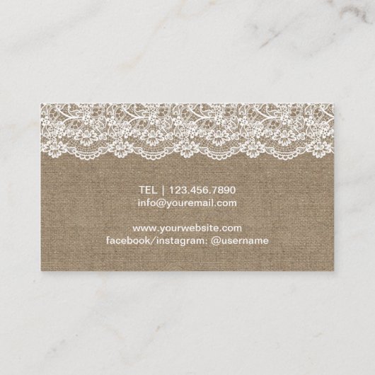 ヴィンテージは裁縫婦を計画するバーラップのイベントをひもで締めました 名刺 (裏面)