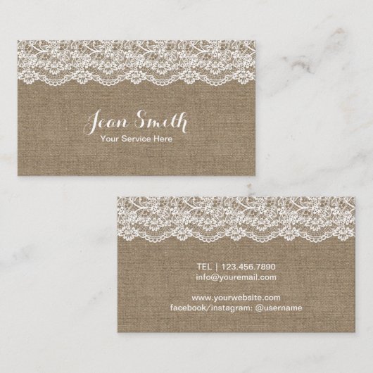 ヴィンテージは裁縫婦を計画するバーラップのイベントをひもで締めました 名刺 (正面/裏面)