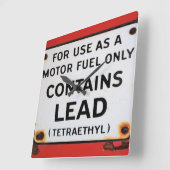 ヴィンテージは鉛（テトラエチル）ガスポンプ徴候を含む スクエア壁時計 (傾斜)