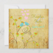 ヴィンテージは鳥が好きで羊皮フェイク皮紙の…… 招待状 (正面)