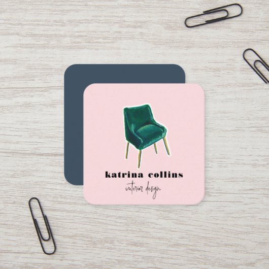 ヴィンテージは|のインテリア・デザインカードの議長を務めます スクエア名刺 (正面/裏面インサイチュ)