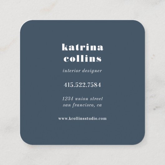 ヴィンテージは|のインテリア・デザインカードの議長を務めます スクエア名刺 (裏面)