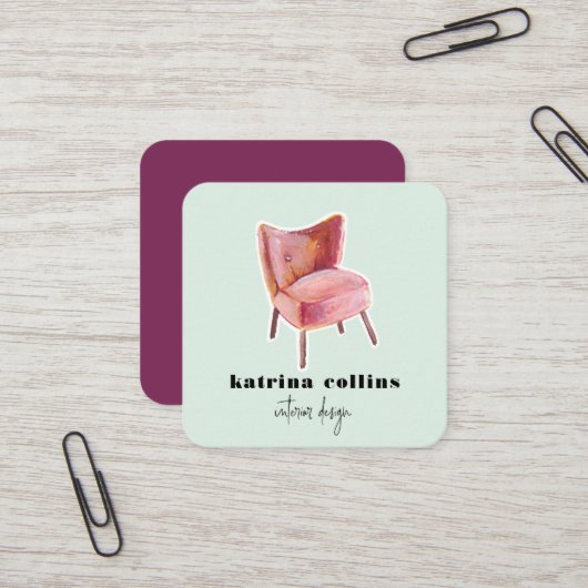 ヴィンテージは|のインテリア・デザインカードの議長を務めます スクエア名刺 (正面/裏面インサイチュ)