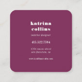 ヴィンテージは|のインテリア・デザインカードの議長を務めます スクエア名刺 (裏面)