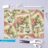 ヴィンテージは、エッフェル塔、及び鳥籠の郵便はがき上がりました 薄葉紙 (クラフト)