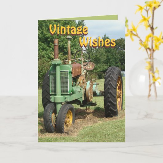 ヴィンテージは、大事な行事をWishesTractorカスタマイズ カード (黄色い花)