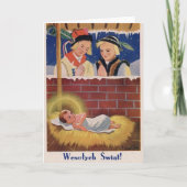 ヴィンテージはWesołyeh Świątのクリスマスのレトロの芸術を磨きます シーズンカード (正面)