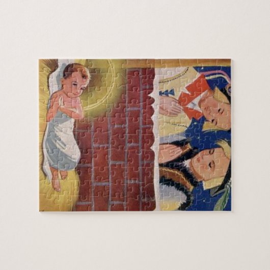 ヴィンテージはWesołyeh Świątのクリスマスのレトロの芸術を磨きます ジグソーパズル (横)