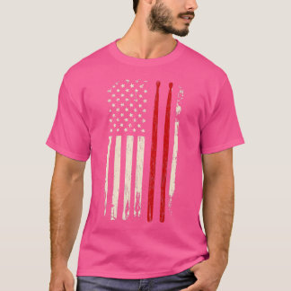 ヴィンテージばちアメリカ国旗おもしろいドラマーGi Tシャツ