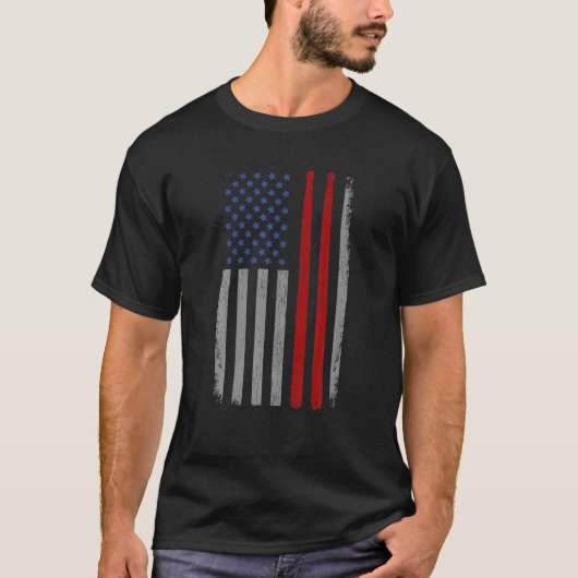ヴィンテージばちアメリカ国旗おもしろいドラマーGi Tシャツ (正面)