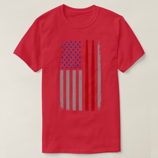 ヴィンテージばちアメリカ国旗おもしろいドラマーGi Tシャツ (デザイン正面)