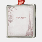 ヴィンテージばら色色のエッフェル塔の結婚式のオーナメント メタルオーナメント (左)