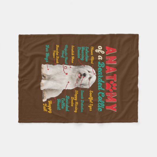 ヴィンテージひげを生やしたおもしろい犬の解剖学 フリースブランケット (正面(横))