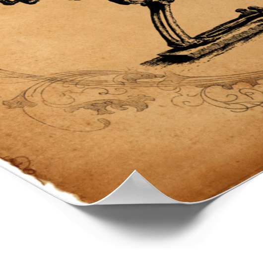 ヴィンテージひざまずきスケルトンポスター ポスター (角)