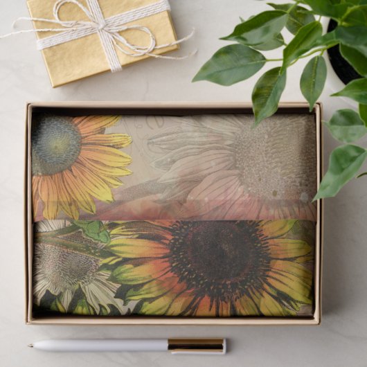 ヴィンテージひまわりとカラスの切り離 薄葉紙 (ギフト)